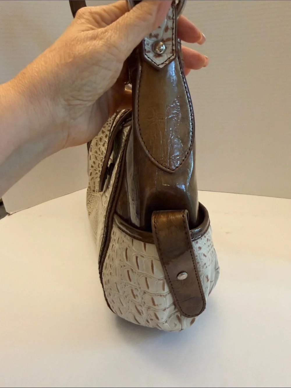 Madi Claire Genuine Leather Croc-Embossed Shoulder Bag